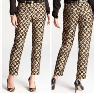 NWT Ann Taylor Maven Gold Jacquard Ankle Pants